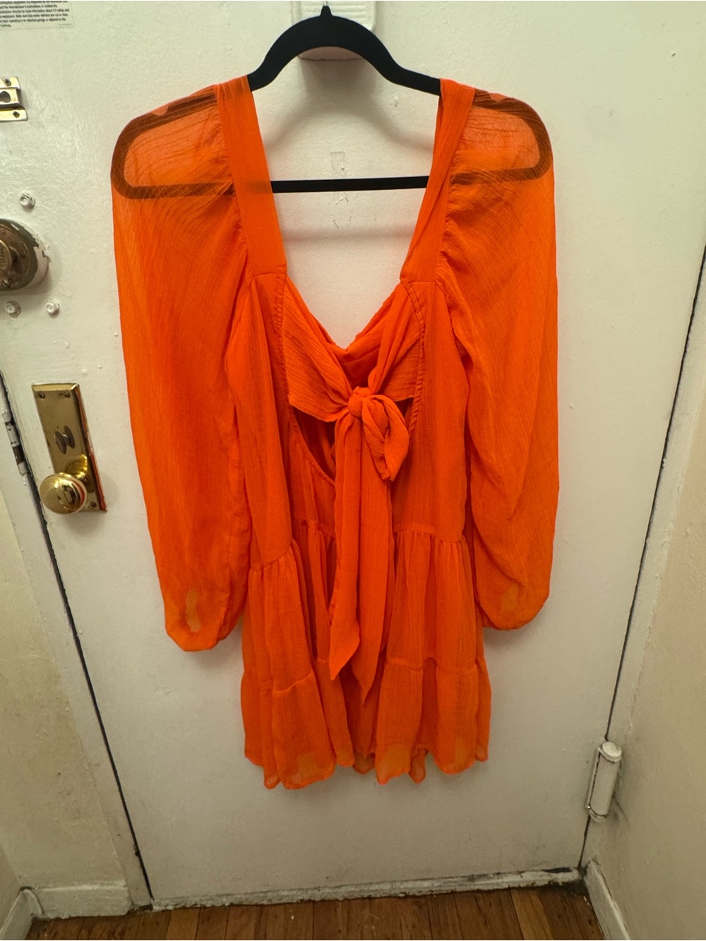 ASOS Orange Tiered Mini Dress with Open Back Tie - Picture 3 of 7